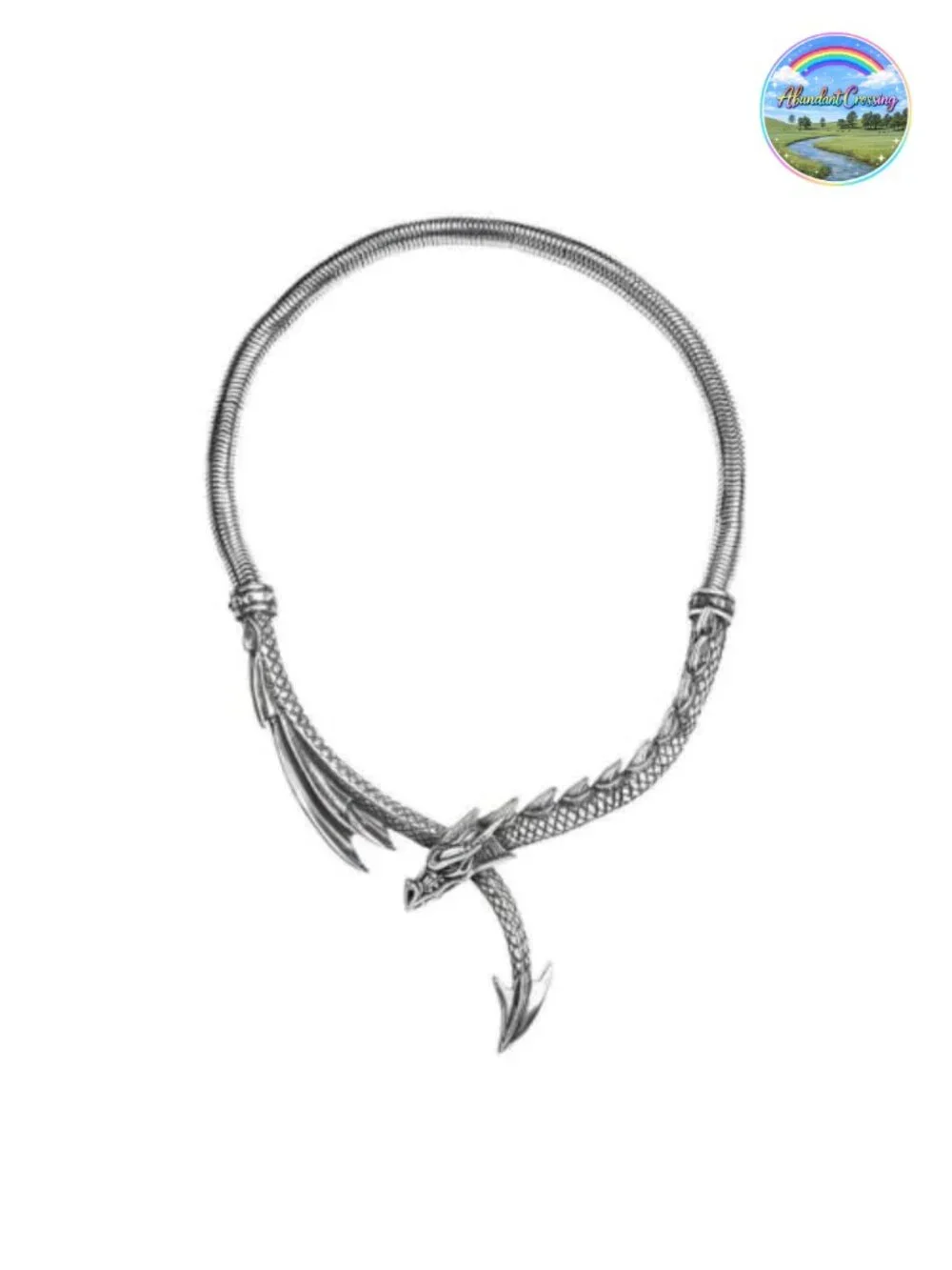 Pewter Snake Dragon Pendant Necklace Gothic Fantasy